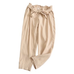 製造女裝休閒花苞褲  訂購系帶闊腿哈倫褲  女裝長褲製衣廠 多褶皱腰頭 SKSP037 製造女裝休閒花苞褲  訂購系帶闊腿哈倫褲  女裝長褲製衣廠 多褶皱腰頭 SKSP037